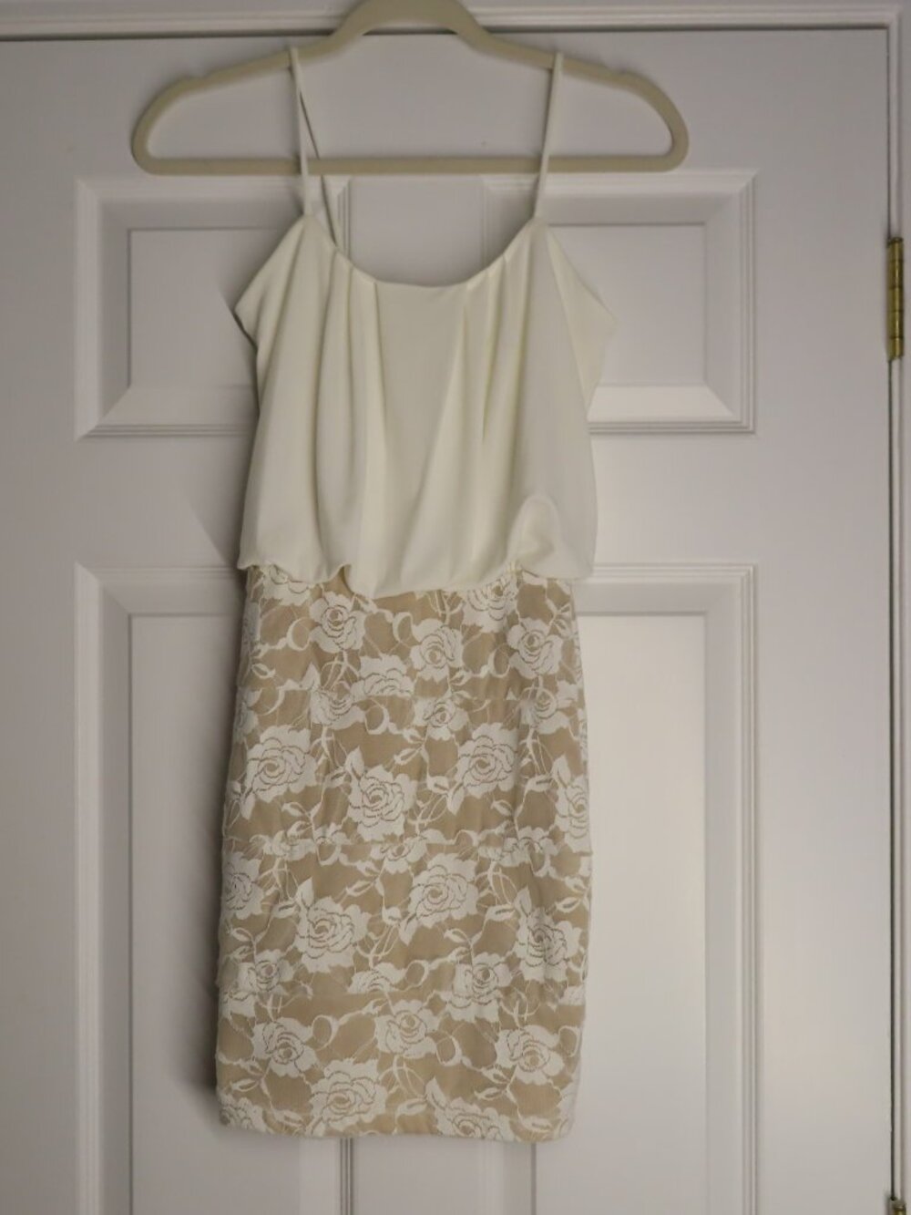 Sweet Storm Cream Floral Lace Mini Dress Bachelorette Bride Cocktail Dress Small